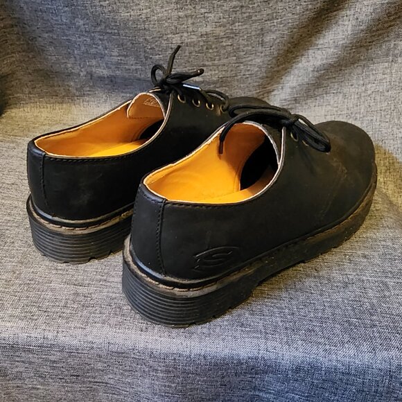 Men's Size 8.5 Skechers 7480 Feel The Comfort Black Leather Lace Up Work Shoes - Picture 3 of 8